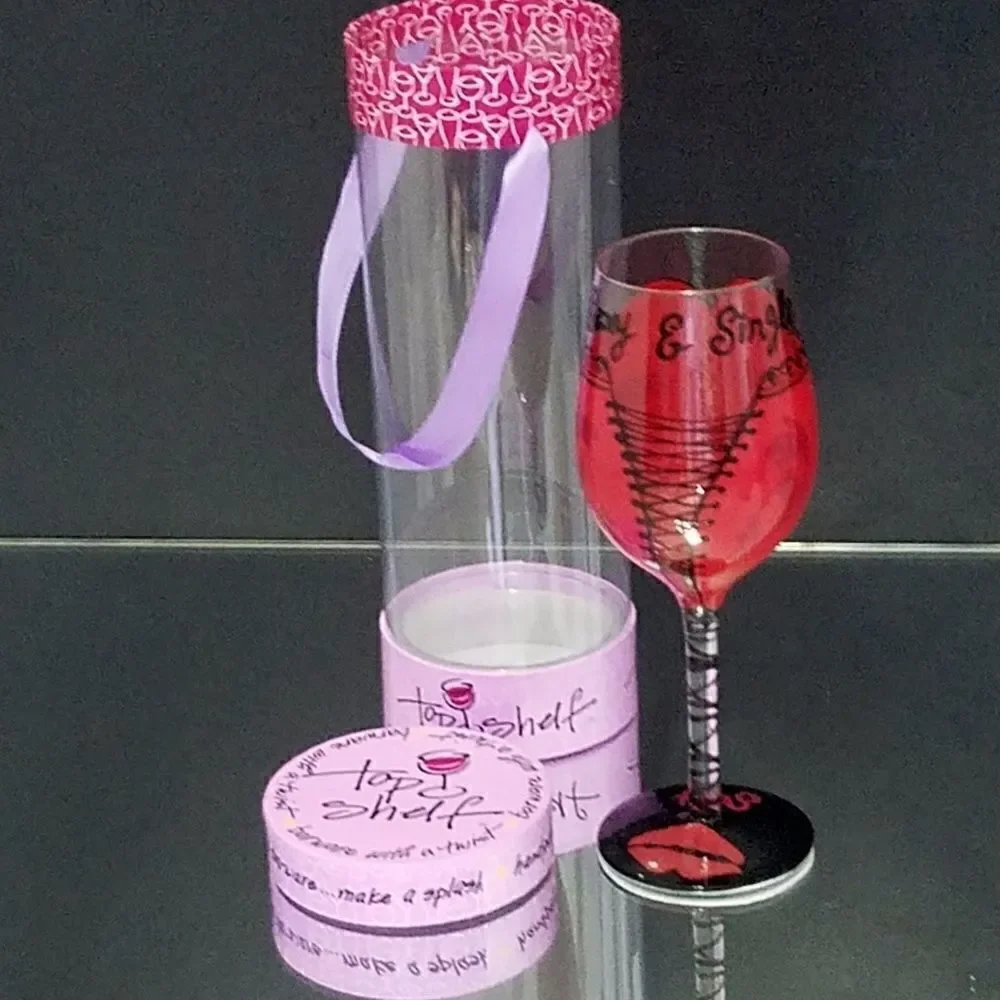 Sexy and Single Wine Glass Hand Painted Barware